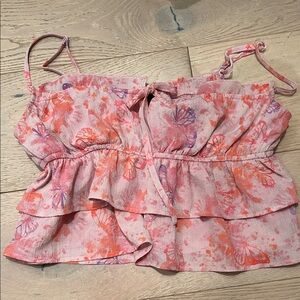 Wild Fable Pink and Orange Butterfly Camisole